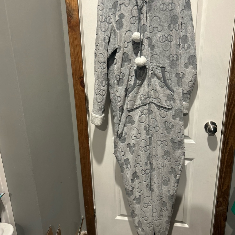 Disney Gray Hooded Onesie with Pom Poms Pjs Halloween Costume SKU 804